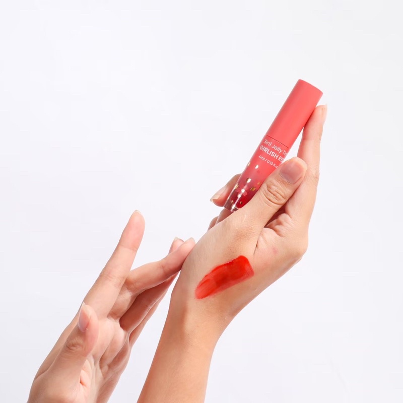 Noera 3 In 1 Jelly Tint Tekstur Ringan Mudah Menyerap - Girlish Red