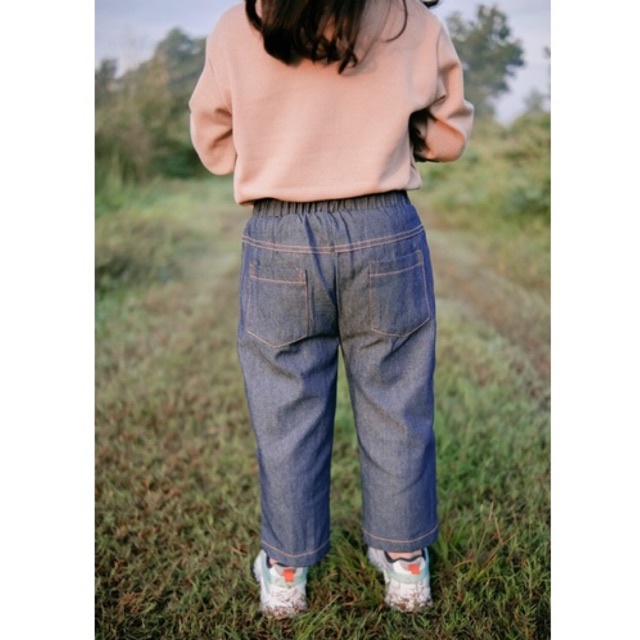 BOOMI SET TURTLENECK PANJANG Setelan Couple Jeans + kaos waffle lengan panjang