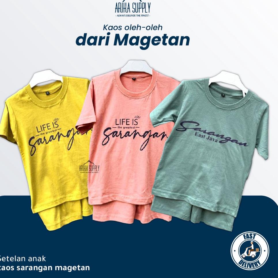 Penjualan Terbanyak.. Pakaian Setelan One Set Baju Kaos Lengan Dan Bawahan Pendek Anak Sarangan Mage