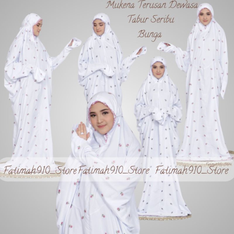 Mukena Terusan Dewasa Katun Bunga Tabur Seribu Bunga