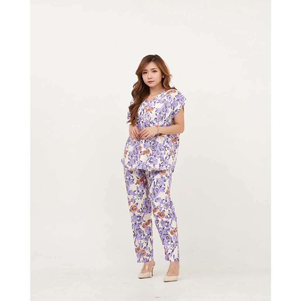 IZANY Piyama One set  Korean allsize Celana Panjang / Set Cel / Daily Set-KOREAN CASNDRAPURPLE