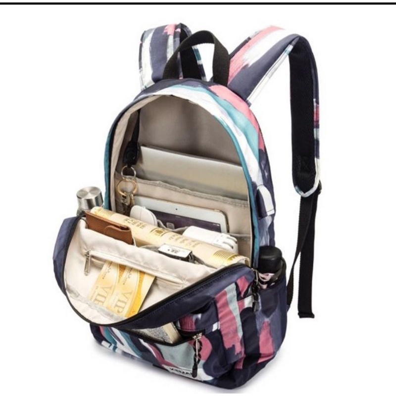 PREMIUM KINMAC WATER COLOR Tas Laptop Backpack Tas Ransel Sekolah 14 - 15.6 Inch with USB Charging