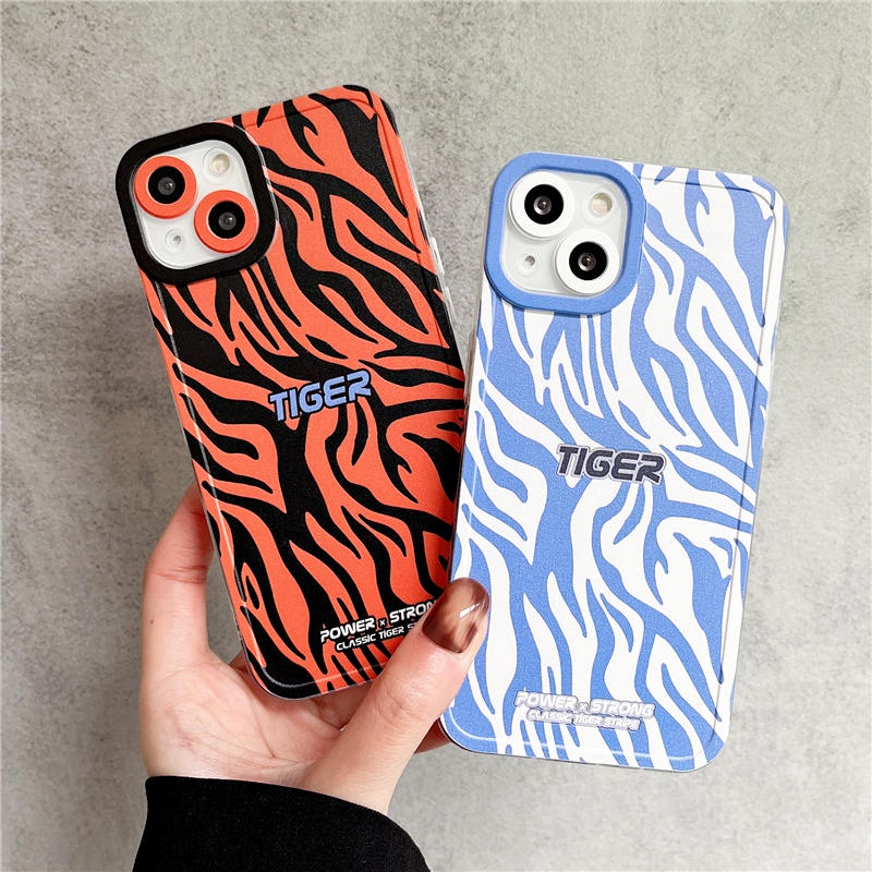 Soft Case TPU Motif Harimau Untuk iPhone 13 12 11 Pro Max X Xs Max XR 8 7 Plus