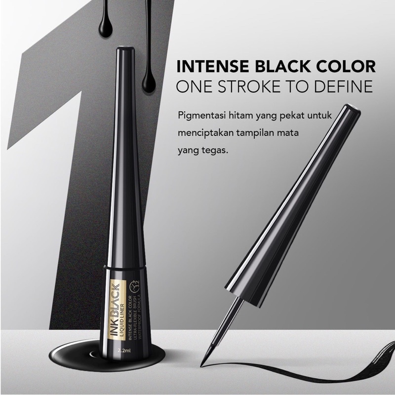 YOU Ink Black Liquid Liner / Eyeliner Liquid You / Eyeliner Cair ( YOU MAKEUPS OFFICIAL STORE )