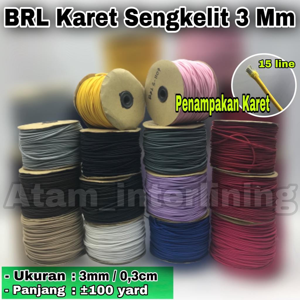 BRL 3mm | Tali Karet String Sengkelit | Tali Karet Kancing