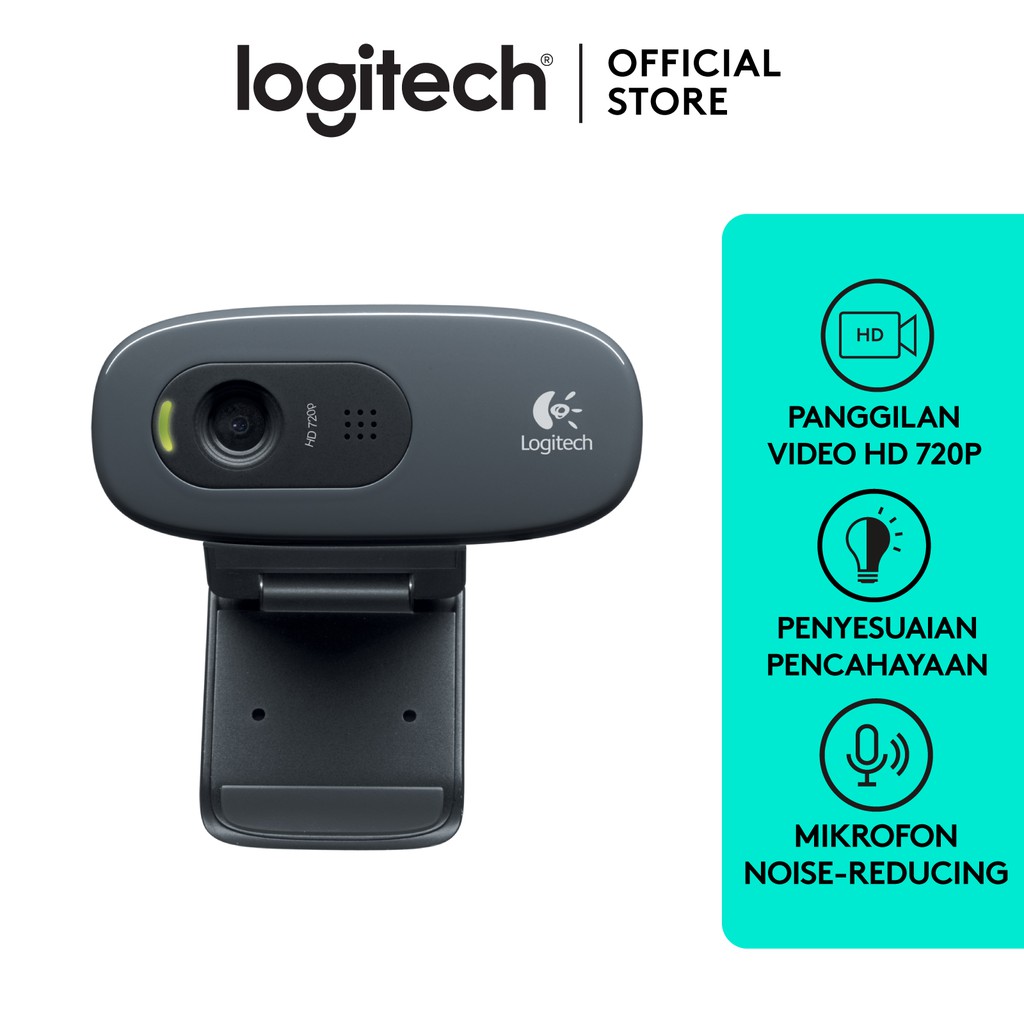 Logitech C310 Webcam HD 720p dengan Mikrofon Noise-Reducing untuk Windows, Mac OS & Chrome OS