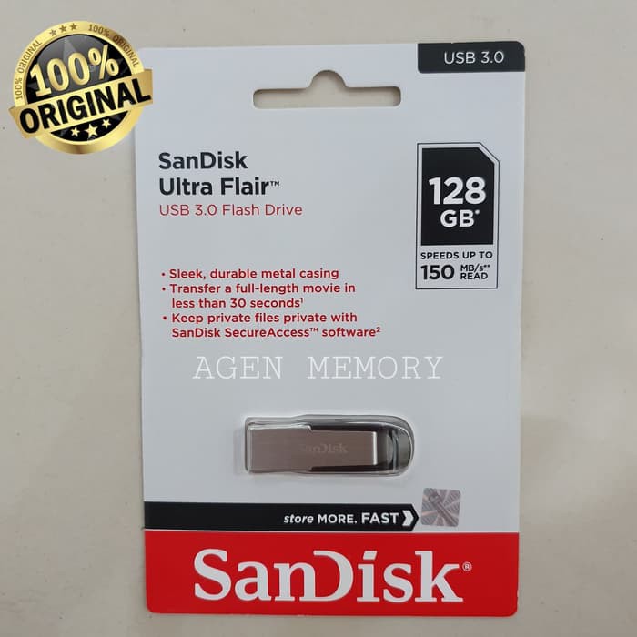 SANDISK USB FLASHDISK 128GB ULTRA FLAIR USB 3.0 - FLASHDISK 128GB