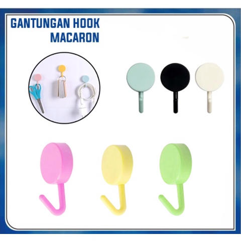 Gantungan HOOK Baju MACARON Bulat Tempel Dinding / Wall Hook Stiker Dinding Kail Tempel Kuat Multifungsi Serbaguna