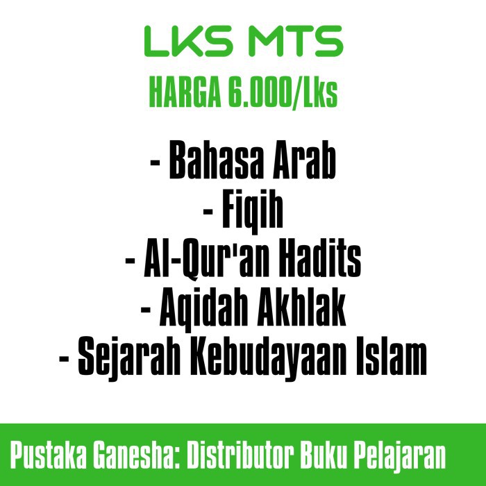 Buku LKS SMP Mts Kelas 7 8 9 Bahasa Arab Fiqih Akidah Akhlak SKI Qurdits Quran Hadits Semester 1 Gan
