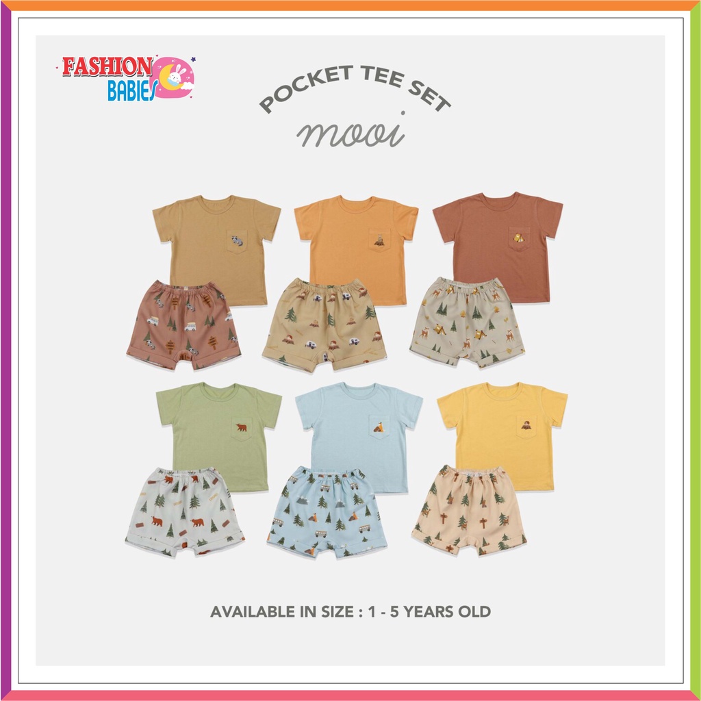 MOOI POCKET TEE SET | SETELAN ANAK CELANA PENDEK ❤ Fashionbabies ❤