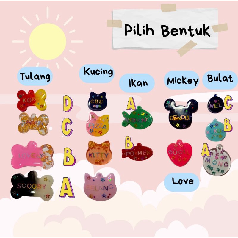 PET TAG ID Liontin nama costum kucing dan anjing resin murah