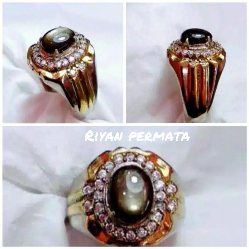 Batu permata black safir star asli natural