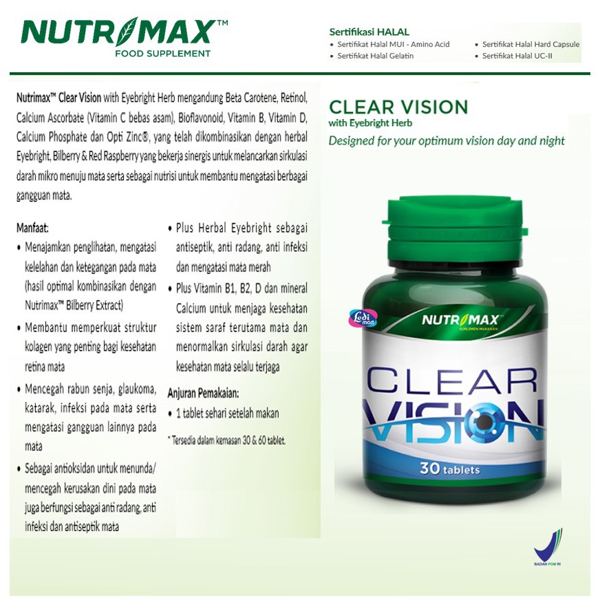 ORIGINAL Nutrimax Clear Vision With Eyebright Herb 30s BPOM / Vitamin Mata Minus / LEDI MART