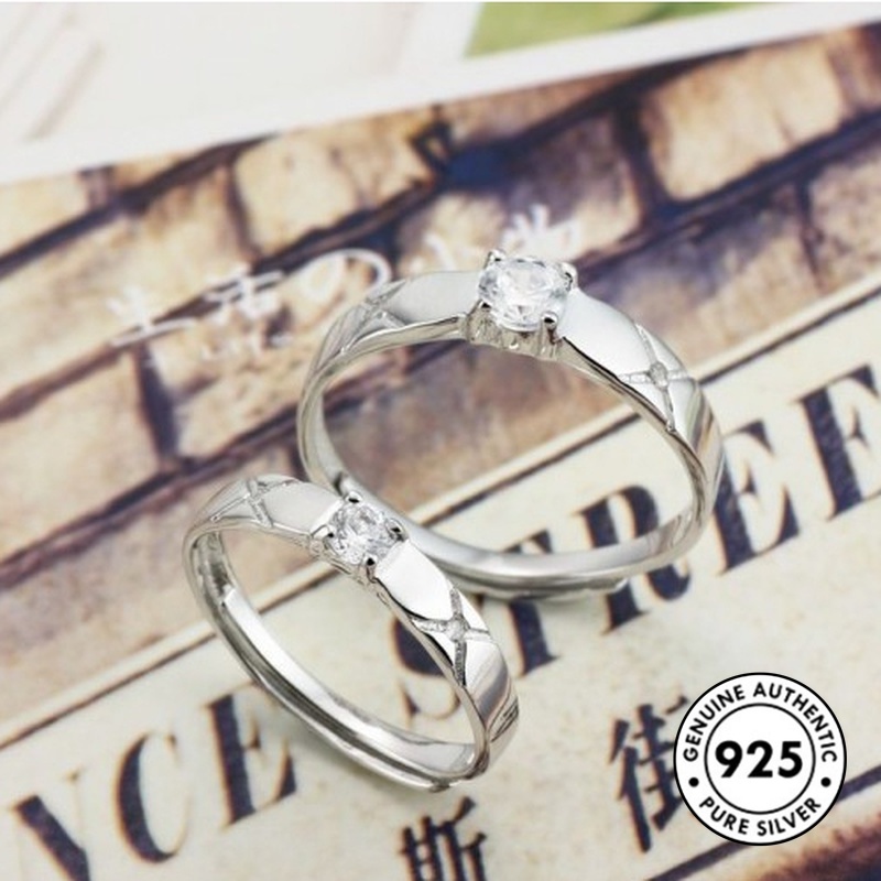 Cincin Berlian Bahan S925 Silver Untuk Pasangan