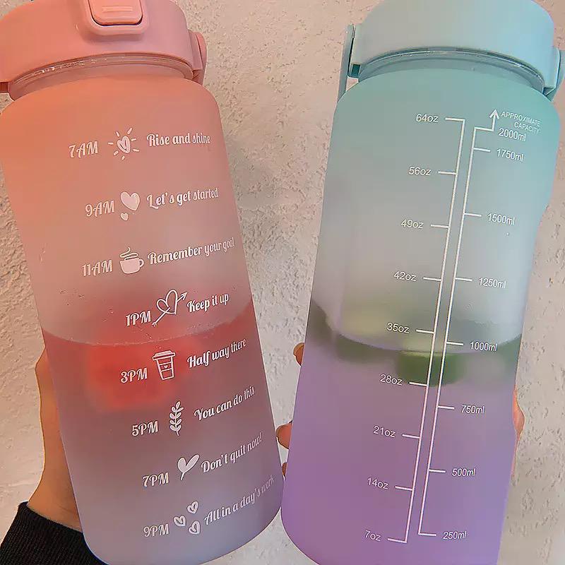 water bottle 2L motivation inspiration fitness TRITAN  BPA FREE FOOD GRADE / botol minum motivasi 2liter / tumbler motivational