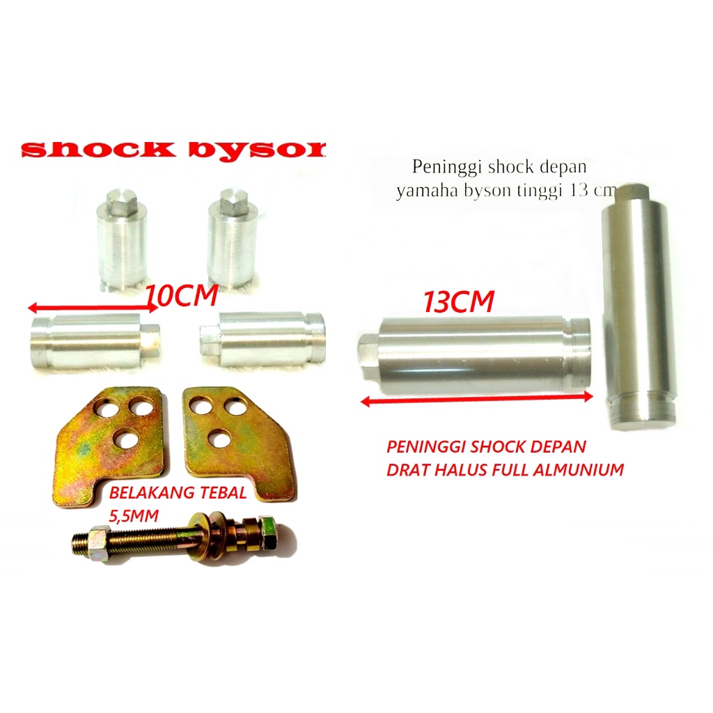 SAMBUNGAN SHOCK DEPAN BYSON 15CM 10CM PENINGGI SKOK SHOCK DEPAN BELAKANG YAMAHA BYSON UKURAN 15CM 10CM DRAT HALUS