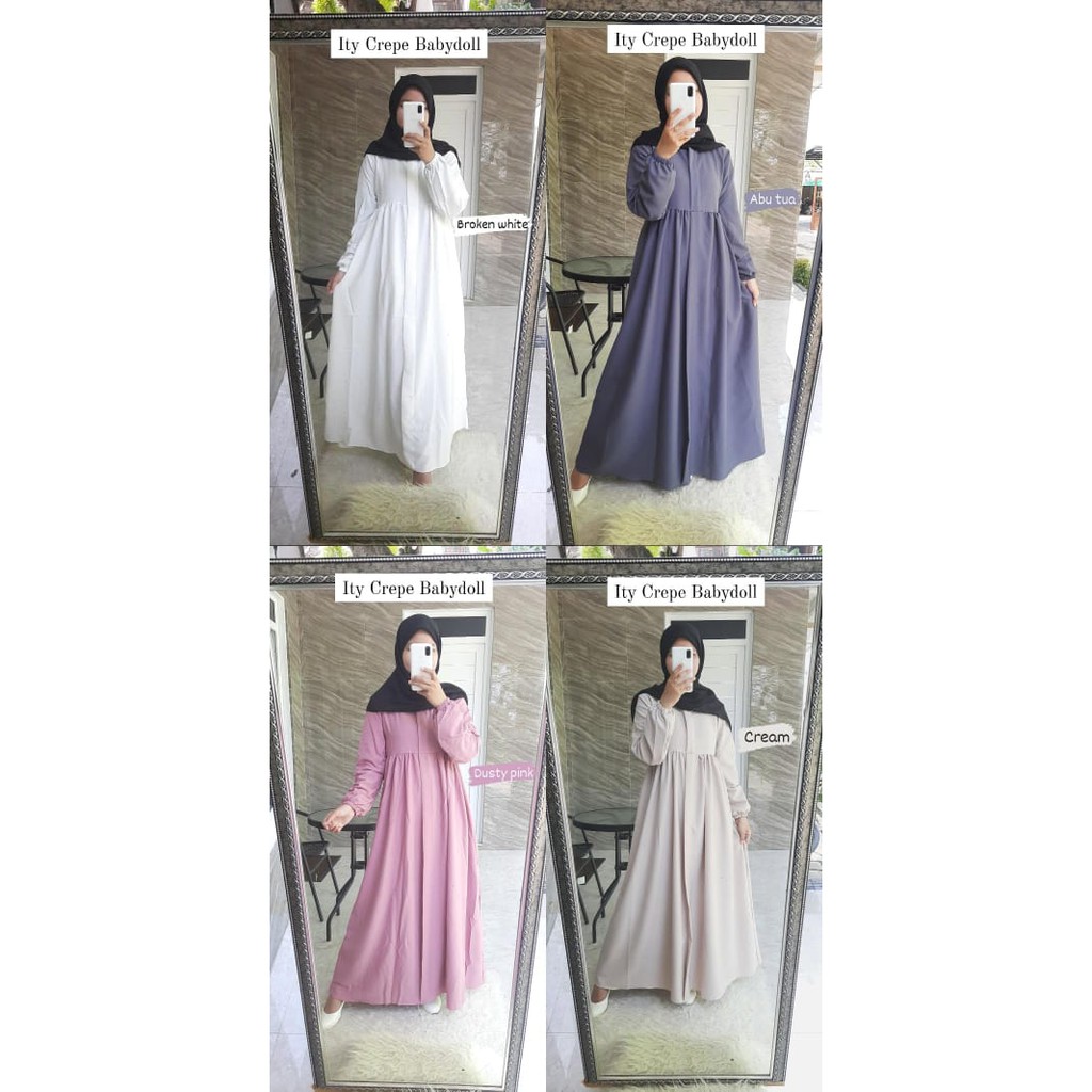 Dress BABYDOLL S - XXXL Ity crepe basic gamis polos SERI 2