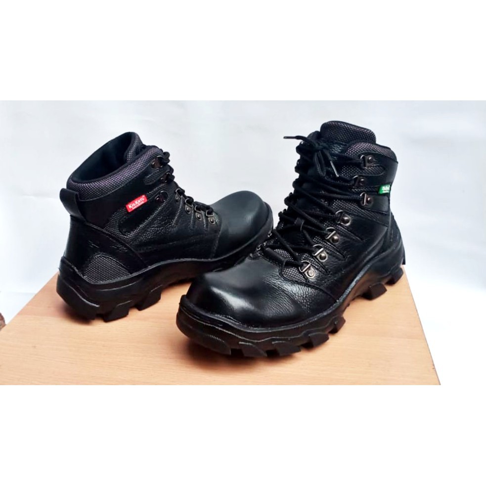 Sepatu safety pria boots shoes  kickers kulit asli ujung besi kerja touring