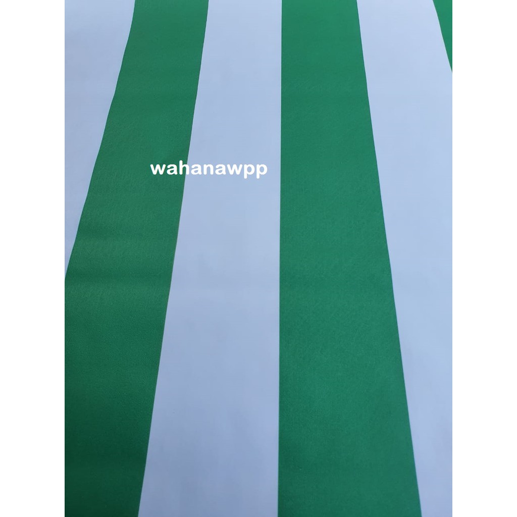 WALLPAPER GARIS HIJAU PUTIH UK: 45 CM X 9 METER