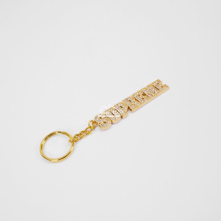 Supreme Block Logo Keychan Gold