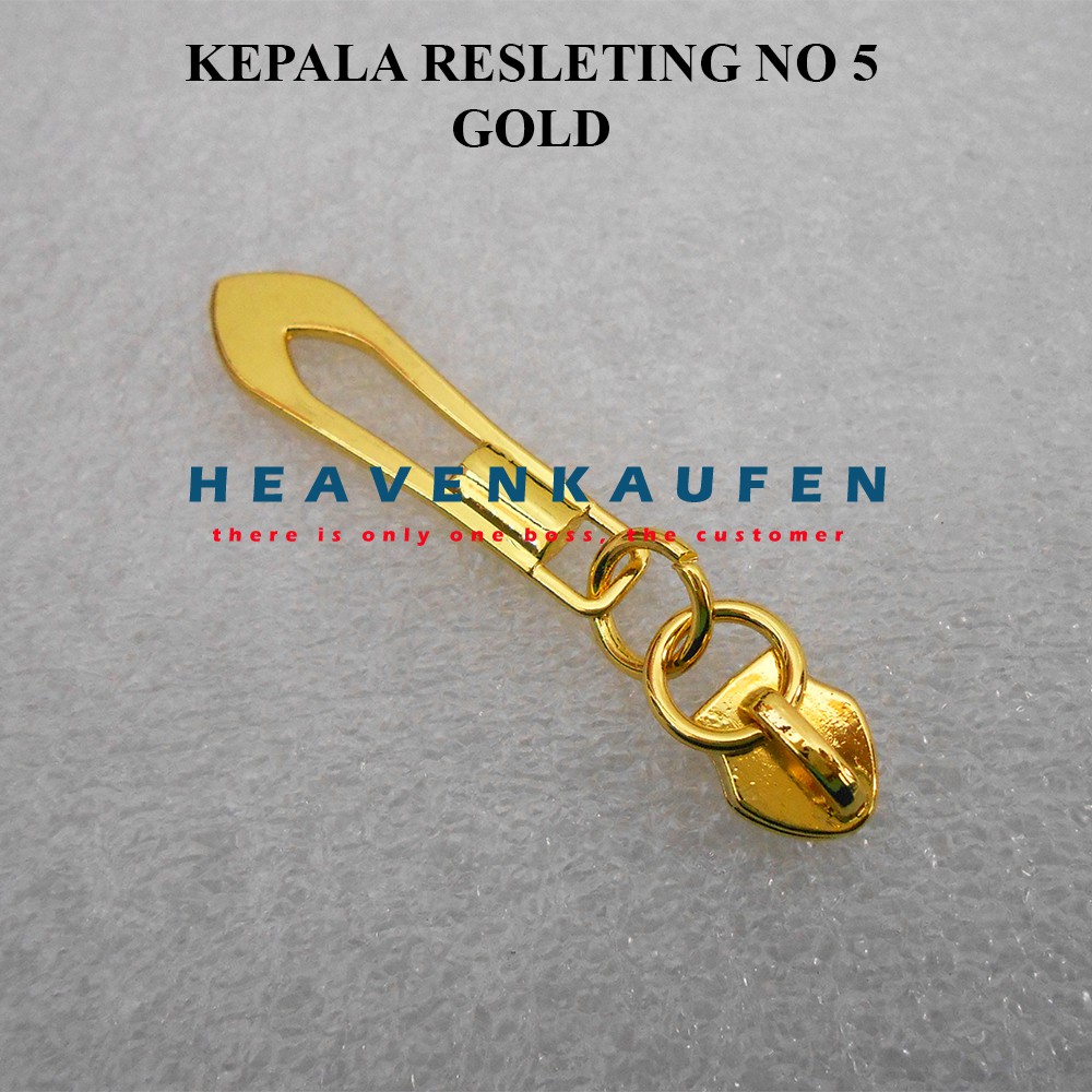 Kepala Resleting Zipper No 5 Warna Gold Bagus