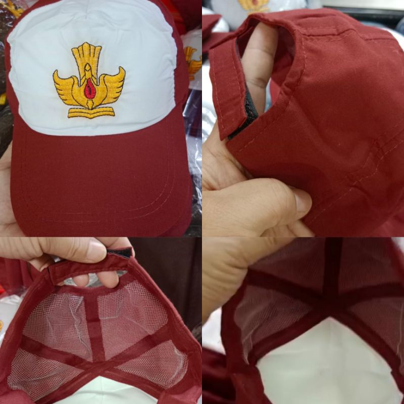Topi SD | Topi MI | Topi Merah Putih | Topi SD Merah | Merah Putih logo Biru | Hijau Putih