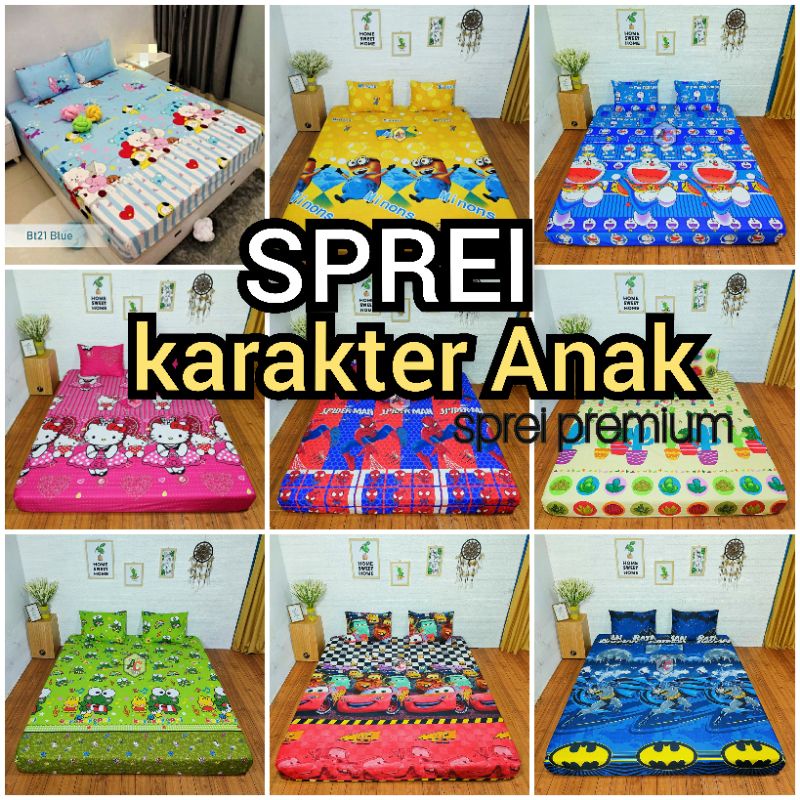 Sprei Anak Karakter Kartun Homemade 120x200 100x200 90x200 Anak Perempuan Cowok Sarung Kasur Kapuk P