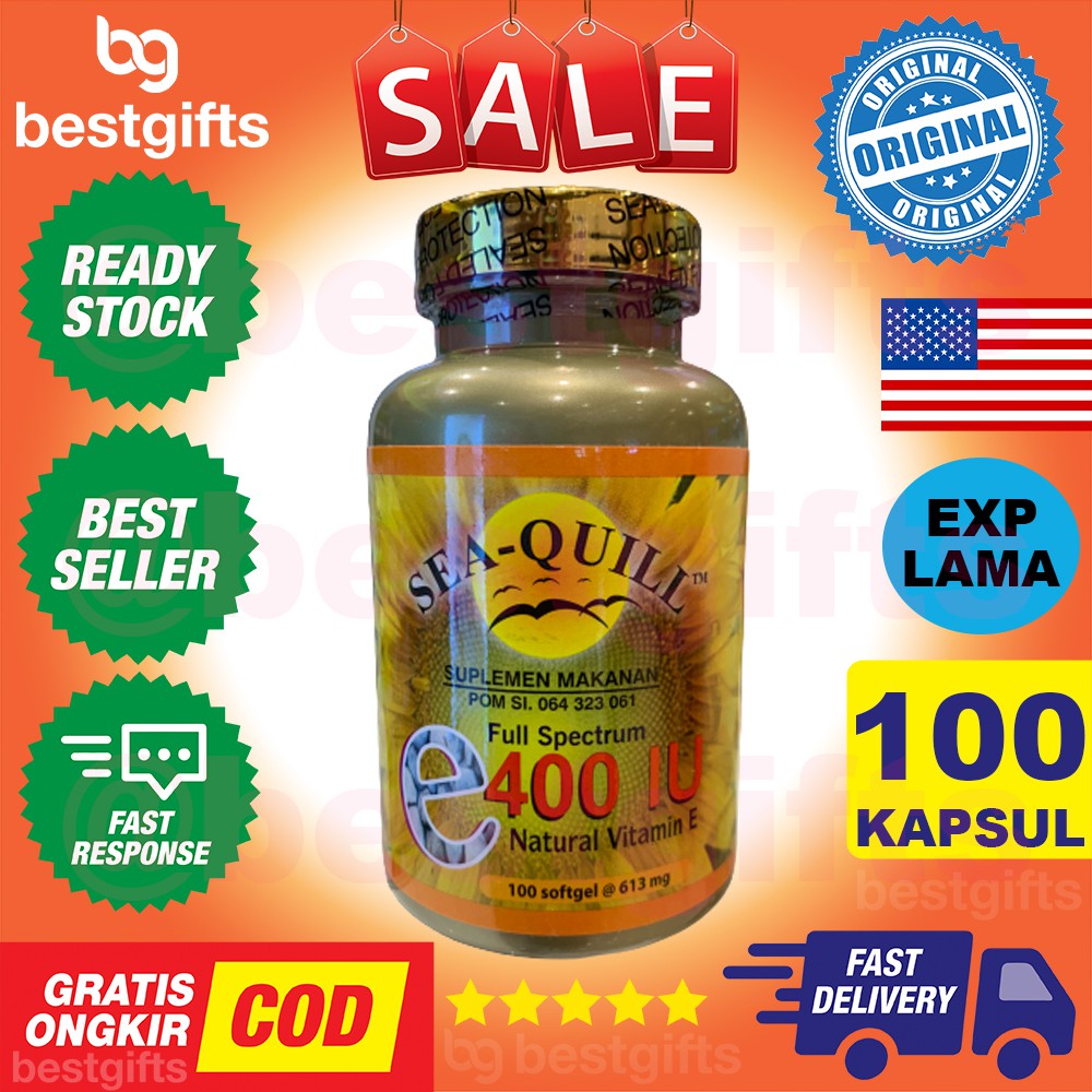 SEAQUILL SEA QUILL SEA-QUILL FULL SPECTRUM NATURAL VITAMIN VIT E 400 IU 613MG ANTIOKSIDAN 100 KAPSUL