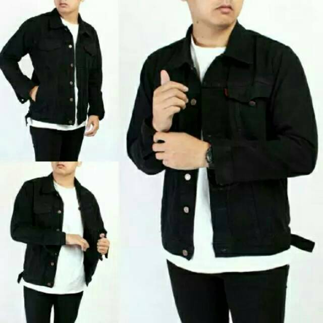 (PROMO) JAKET JEANS COWOK HITAM / JEANS LEVIS PRIA HITAM