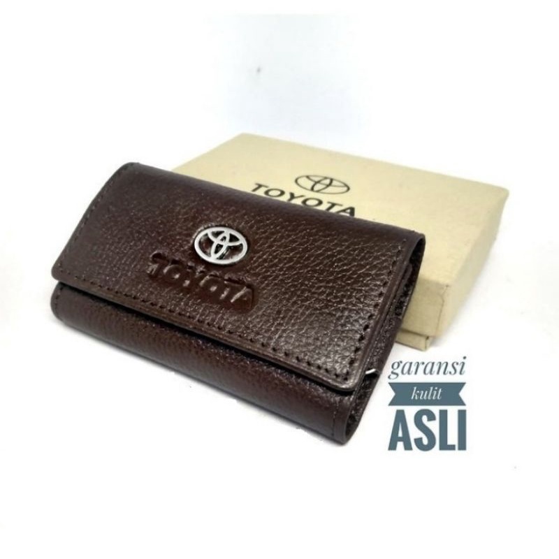 Dompet STNK Gantungan Kunci Include slot uang kertas Mobil Motor TOYOTA ( garansi 100% kulit asli)