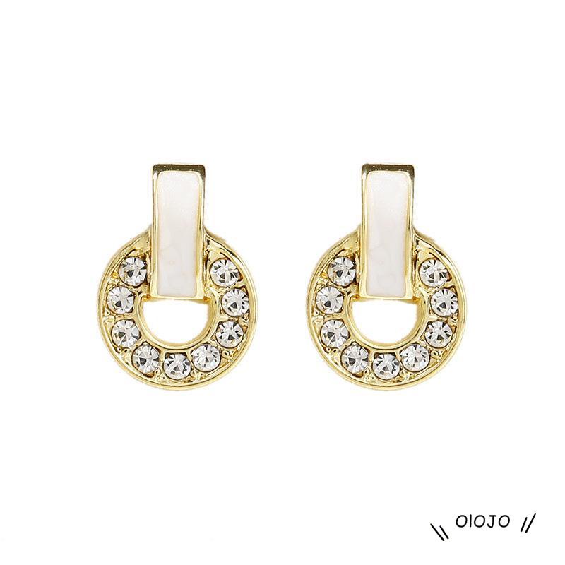 Anting Tusuk Gantung Desain Geometri Hias Zircon Gaya Simple Untuk Wanita ol2