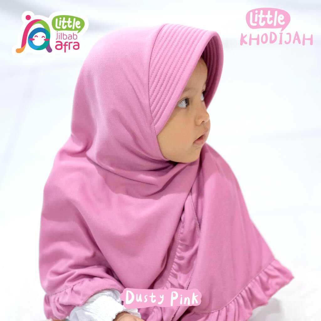 Jilbab Instan Anak Little Khodijah Dusty Pink - Little Jilbab Afra - Bahan Kaos, Adem &amp; Lembut