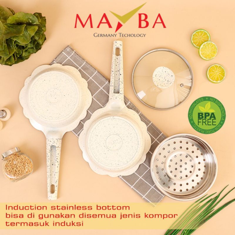 Go Happy Mayba Flower Set Sakura Baby Milk Pan / Panci Kukus Makanan Bayi Marble Granite