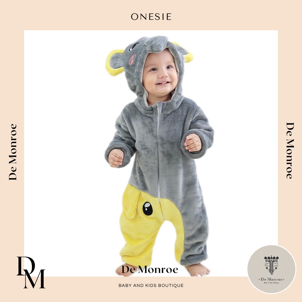 Size 100 ( 18-24 Bulan ) GROSIR MURAH De Monroe Baju Bayi dan Anak Baju Tidur Kostum Bayi Binatang Jumper Animal Romper Onesie Cewek Cowok Harimau dll