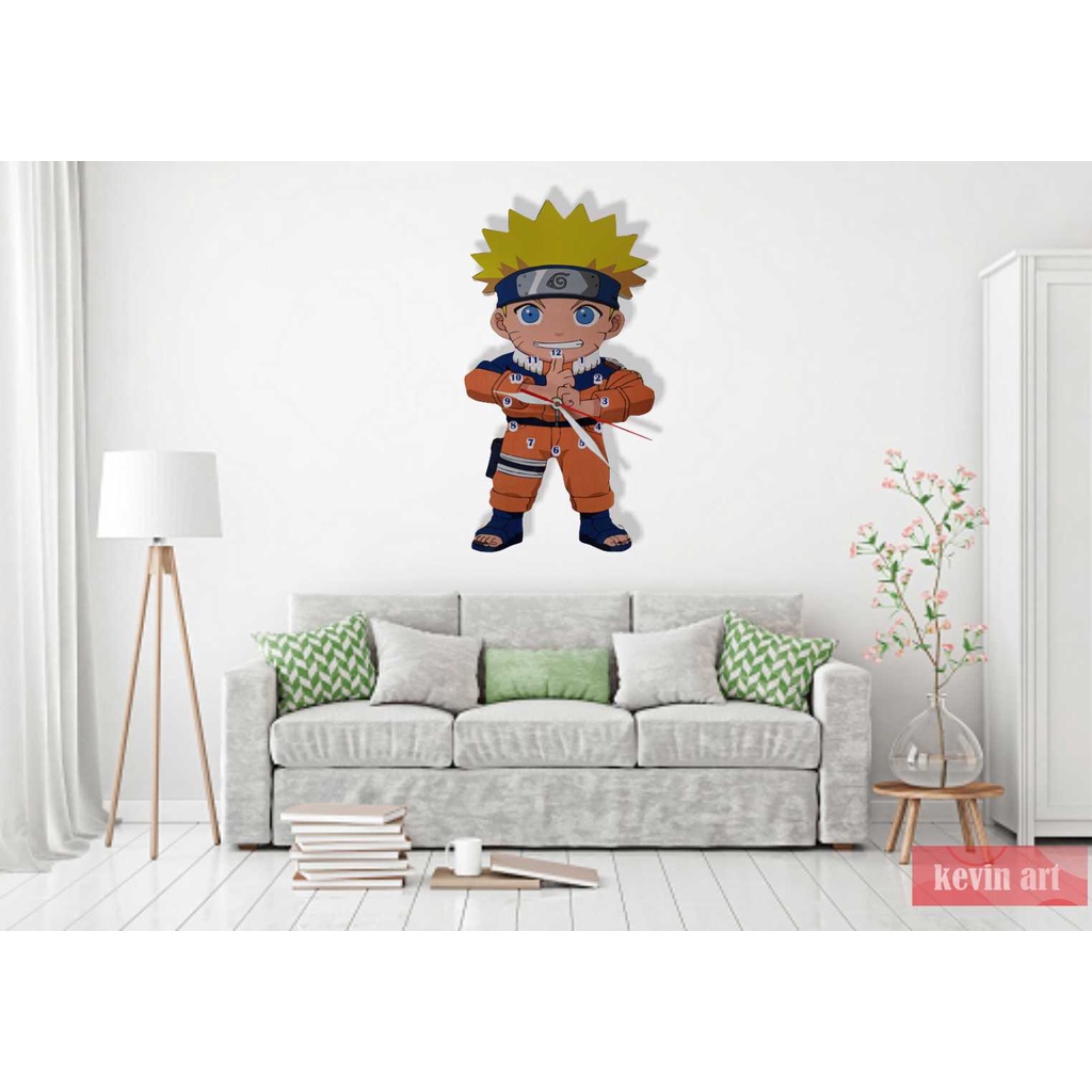 JAM DINDING KAYU KARAKTER NARUTO TERBARU MURAH PAJANGAN DINDING HIASAN DINDING CUSTOM UNIK