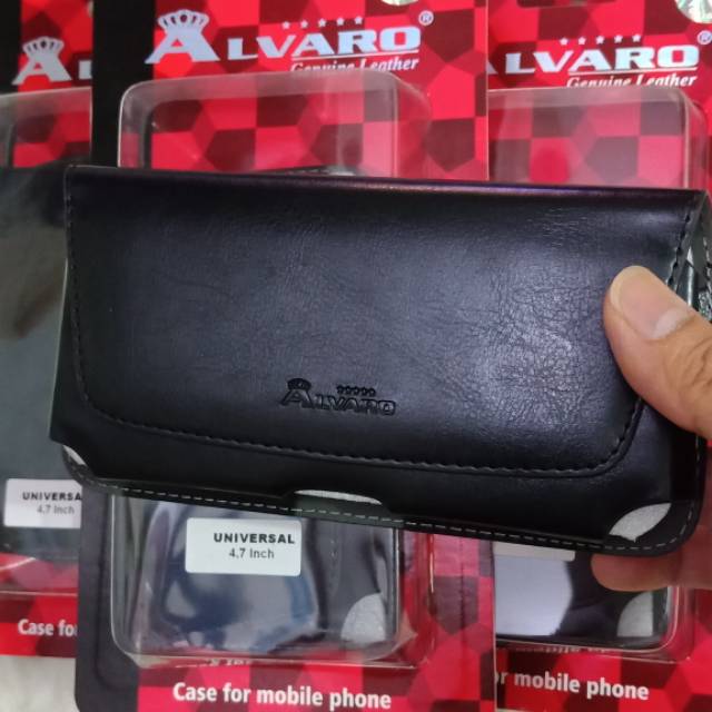 SARUNG ALVARO PINGGANG HP 4,7inch Kulit ASLI HEWAN