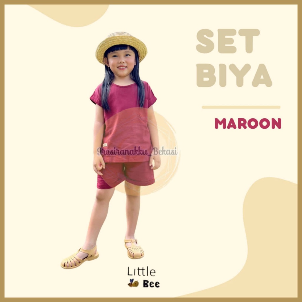 Setelan Anak Unisex Biya LittleBee Warna Maroon Size 1-5 Thn