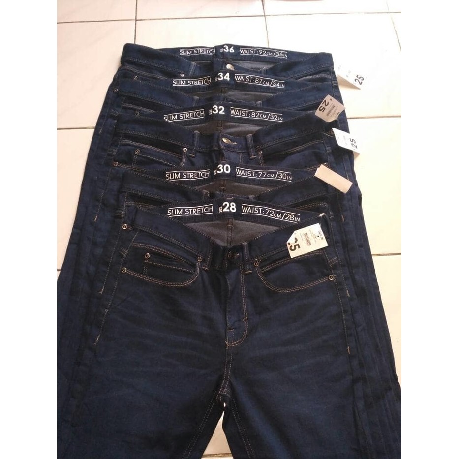 CELANA JEANS GU by UNIQLO FADED DENIM DARK BLUE SLIM STRECH ORIGINAL
