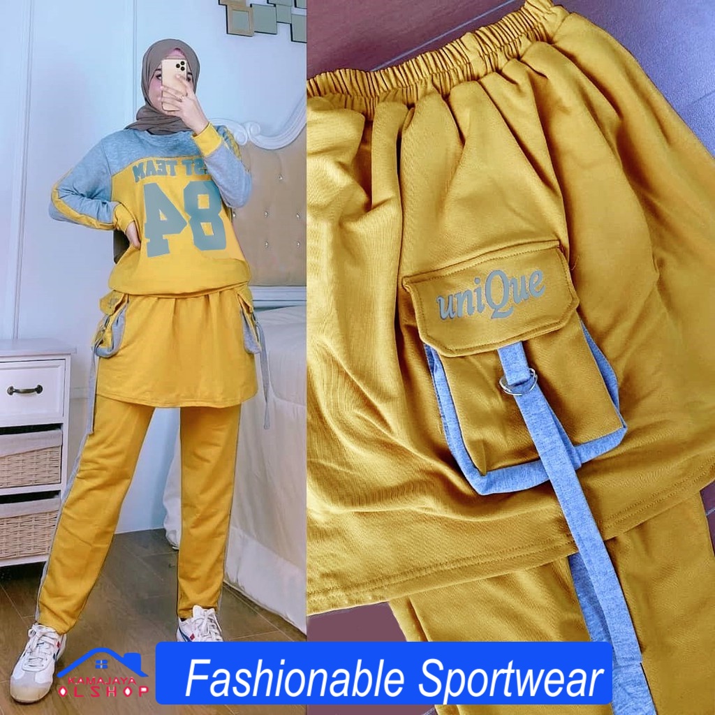 SETELAN WANITA MUSLIM TERBARU PAKAIAN OLAHRAGA RUNNING LARI JOGGING BERSEPEDA OUTDOOR WANITA -SETELA