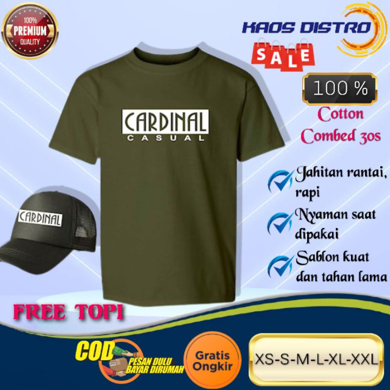 Tshirt Baju Kaos Atasan Fashion Oblong Distro CARDINAL CASUAL BEST TOP PUTIH Pria Laki Laki Cowok Re