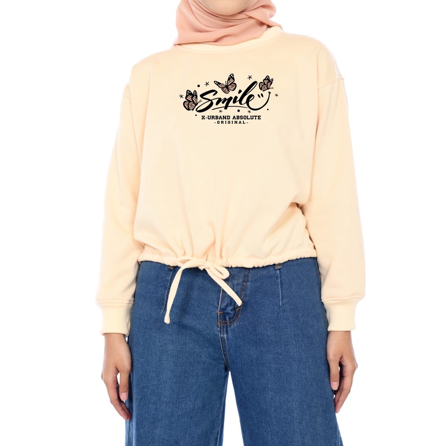 Sweater Wanita Smile Crop Fleece Gramasi 280 - A243 Cheese