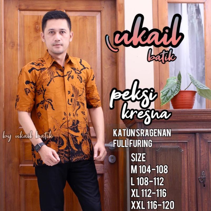 Peksi Kresna Kemeja Batik Pria Lengan Panjang Pendek Lapis Furing Bahan Katun Halus Premium