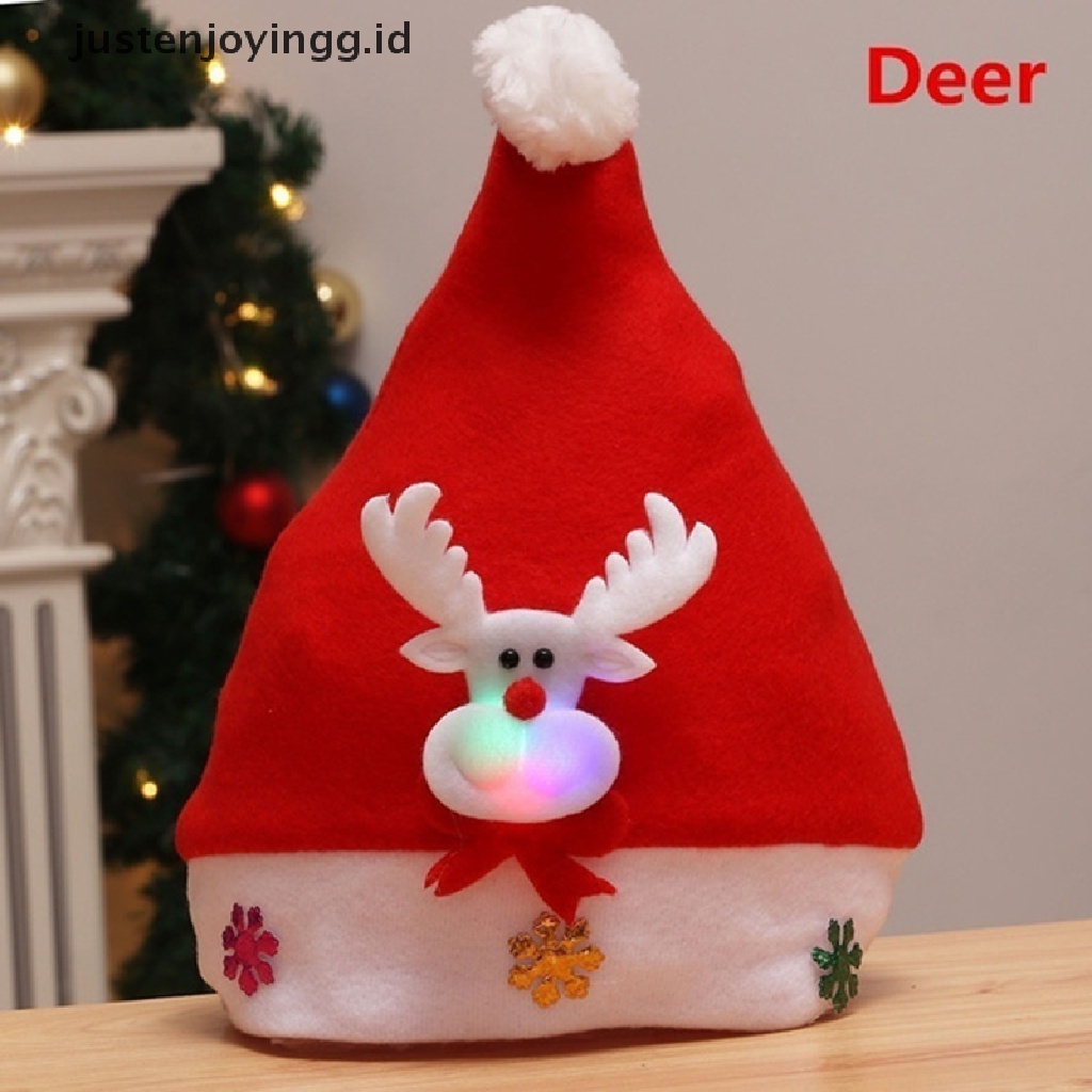 Topi Santa Claus Snowman Elk Dengan Lampu LED Untuk Dekorasi Natal