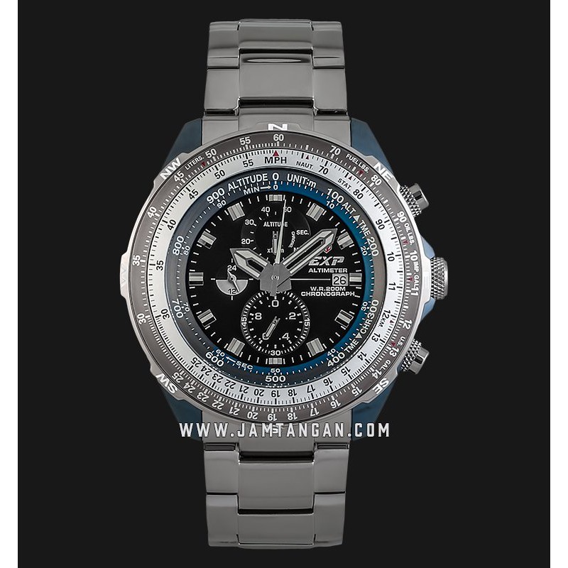 Expedition Altimeter E 3005 MC BUBBA Chronograph Black Dial Stainless Steel Strap