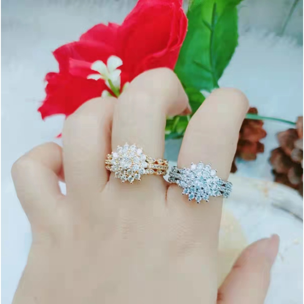 Cincin Xuping Perrmata Lapis Emas Perhiasan Fashion 1253.1254