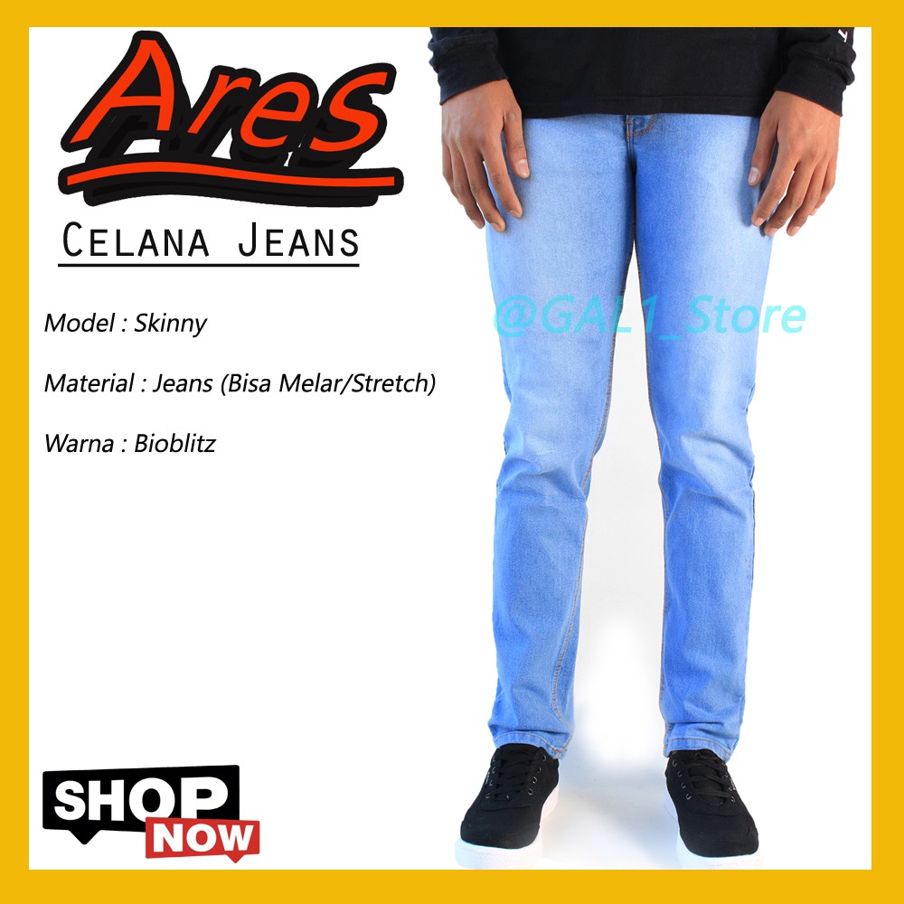 CELANA JEANS SKINNY PANJANG PRIA ARES SLIM FIT DENIM LONG PANTS COWOK DEWASA REMAJA WARNA BIOBLIST