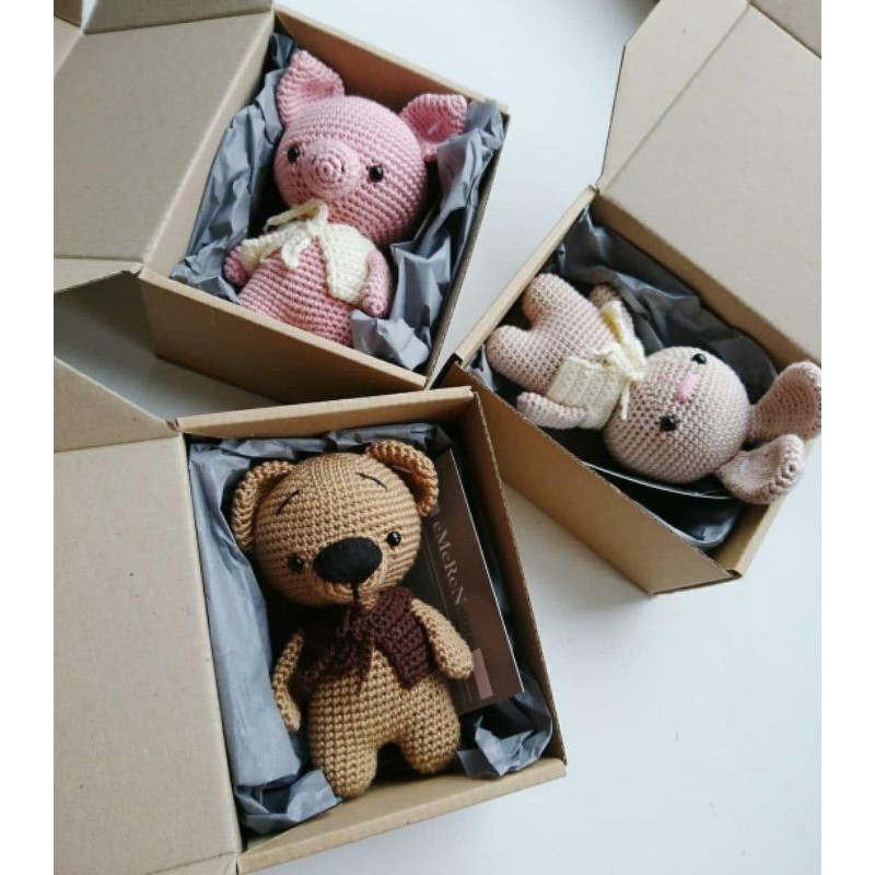 Boneka rajut/ amigurumi hewan/boneka mini rajut/mainan anak/gift box unik