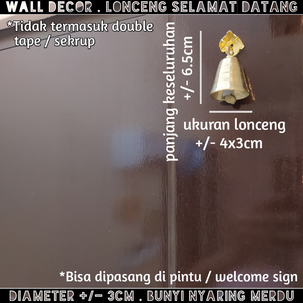 WALL DECOR AESTHETIC LONCENG PINTU RUMAH TOKO RESTORAN SHOP UNIK VINTAGE MURAH CANTIK ANTIK BEL ANGIN BELL KECIL 3CM 3 CM FUNGLING FUNG LING DECO PAJANGAN DEKORASI HIASAN DINDING SELAMAT DATANG WELCOME TANPA KABEL WIRELESS WATERPROOF WALLDECOR ESTETIS