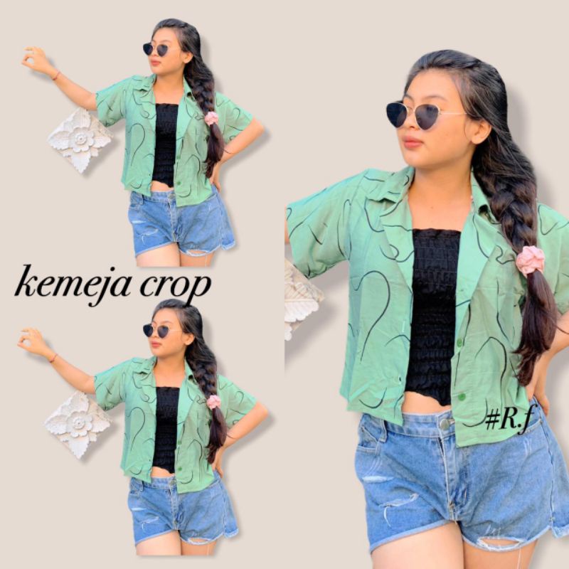 Kemeja garis / kemeja crop best seller