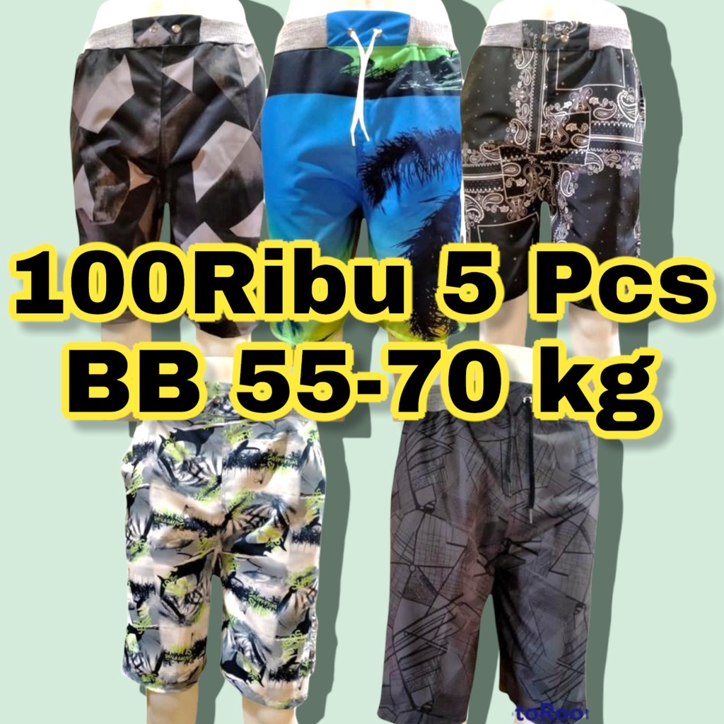 PROMO 100 RIBU 5 PCS Celana Pendek Cowok Pria Dewasa Chino Rip Chinos Karet Pinggang Kolor Chinos Katun